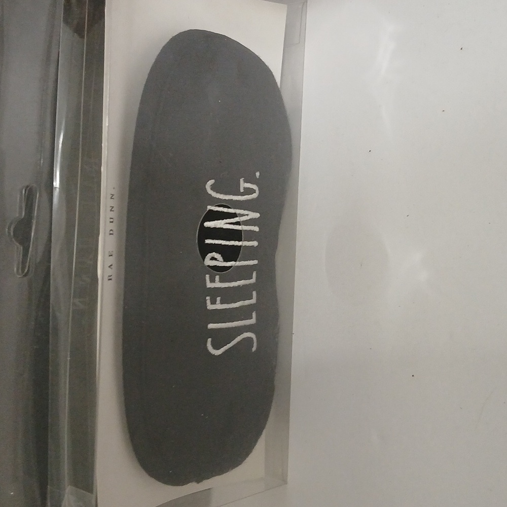 Rae Dunn Black SLEEPING 100% Cotton Sleep Mask with White Text NEW